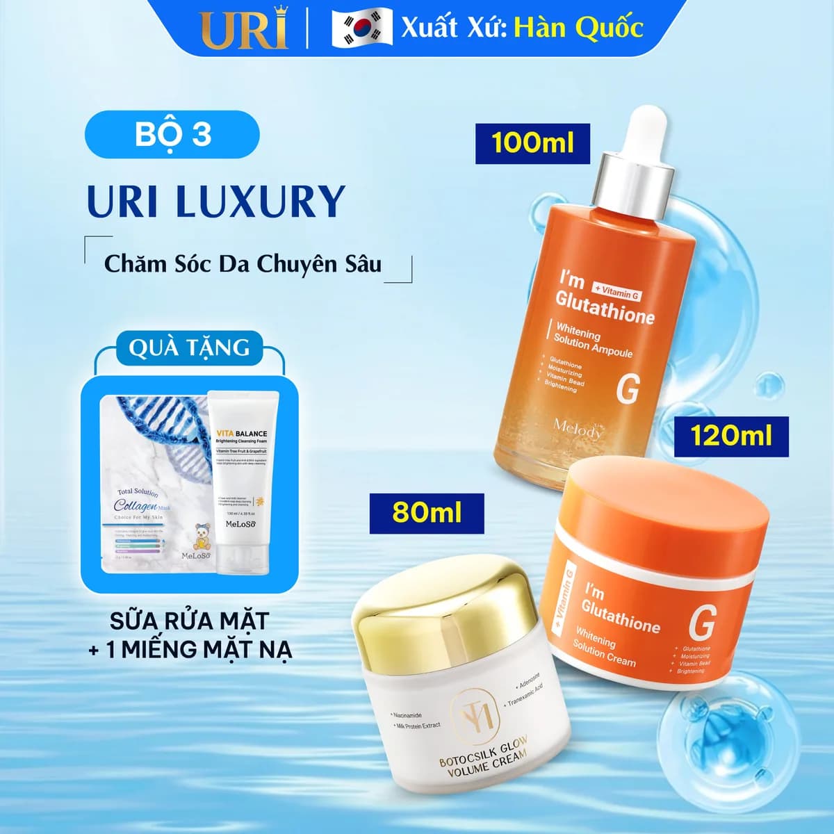 Bộ 3 URI Luxury – Chăm Sóc Da Chuyên Sâu