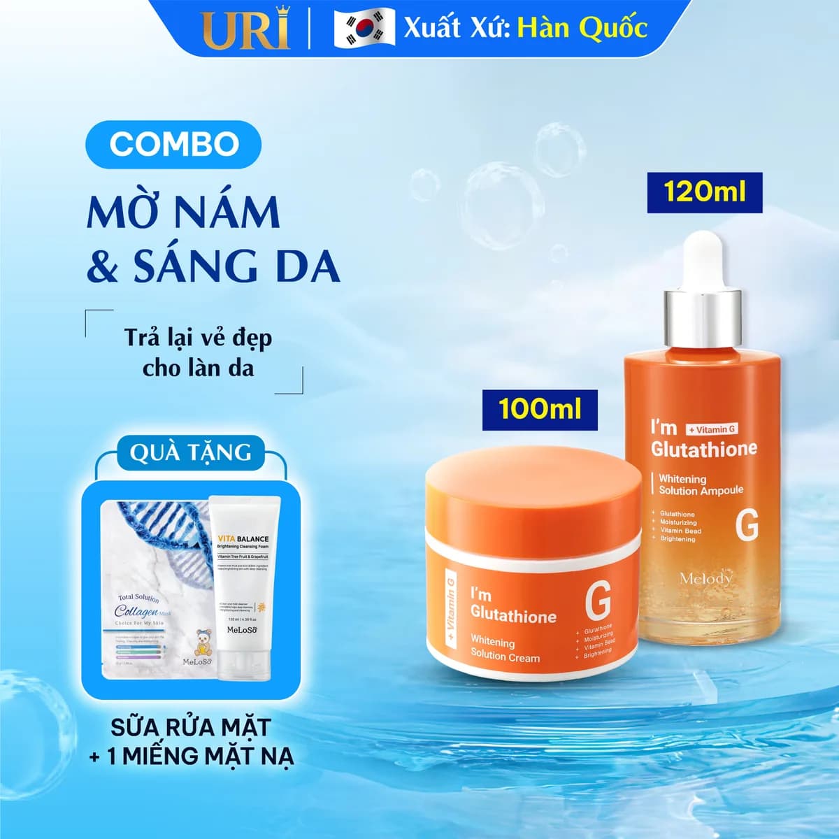 Bộ Đôi Mờ Nám & Sáng Da I’m Glutathione Vitamin G