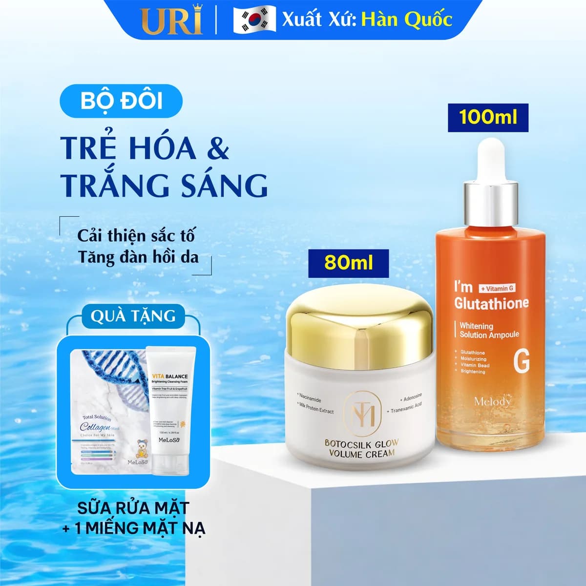 Bộ Đôi Trẻ Hoá Da & Trắng Sáng (Serum Glutathione & Kem Botocsilk)