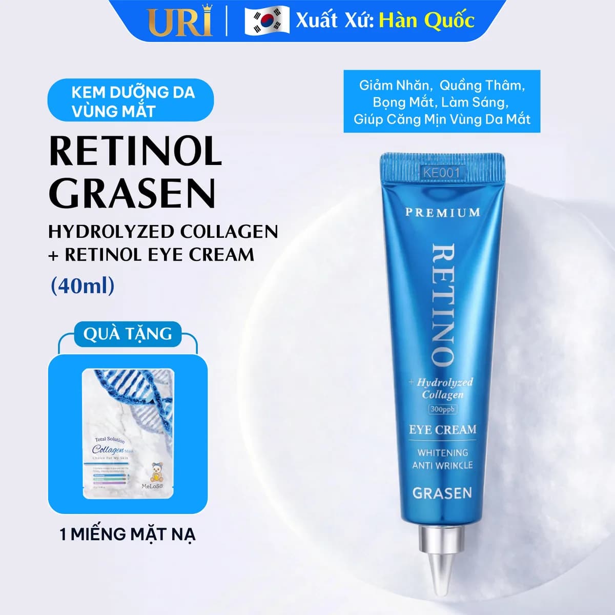 Kem Dưỡng Mắt RETINO Hydrolyzed Collagen GRASEN 40ml