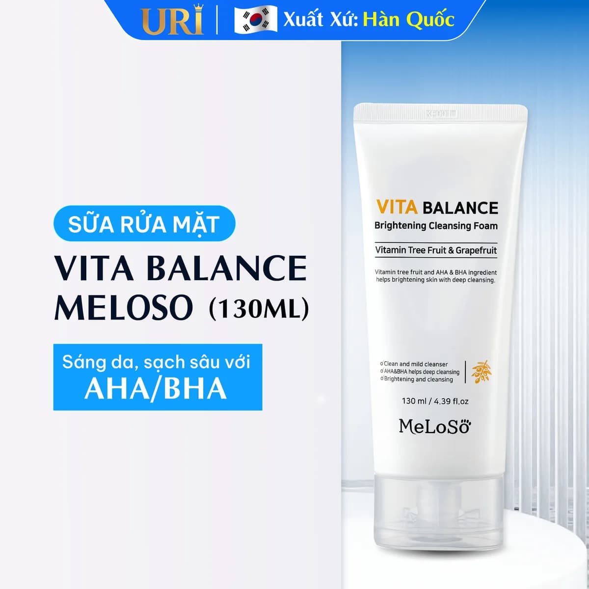 Sữa Rửa Mặt Vita Balance MELOSO 130ml - Làm Sạch Sâu & Sáng Da