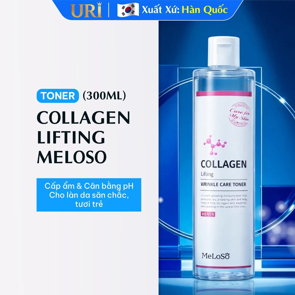 Toner Collagen Lifting MeLoSo 300ml - Cân Bằng pH & Săn Chắc Da
